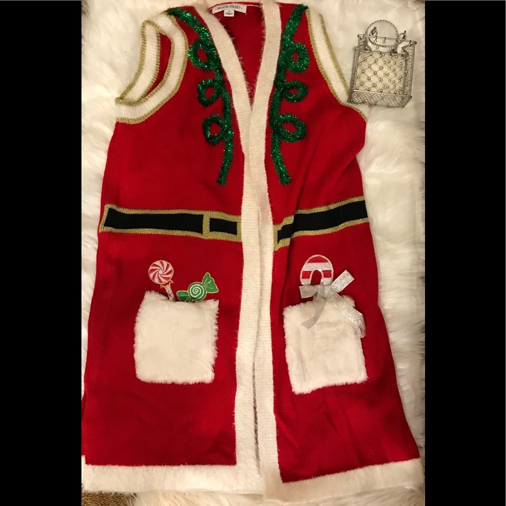 Red UGLY Holiday sweater vest🌲🎅Like new!